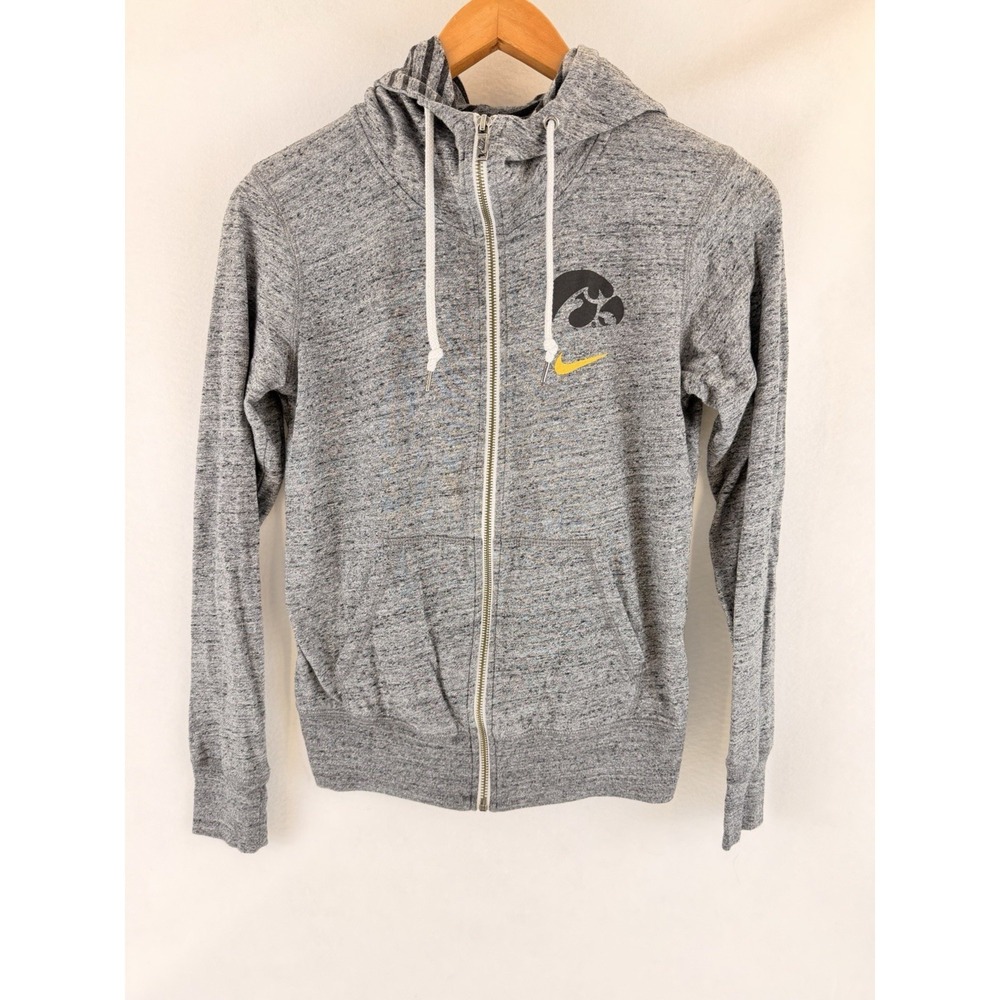 Hoodie Nike Iowa Hawkeyes Full Zip Gray Womens Small NCAA Logo